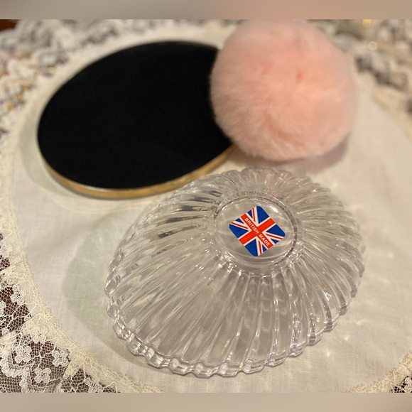 Vintage Powder/Trinket Embroidery Glass Dish - Picture 2 of 6